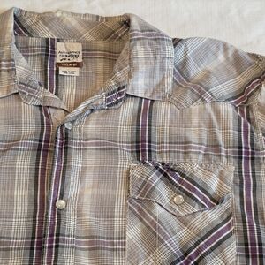 Levi's Purple Plaid Pearl Snap Mens XXL Long Sleeve Western Sawtooth Work Rodeo
